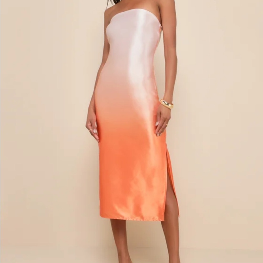 Lulu's Strapless Peach Ombre Dress